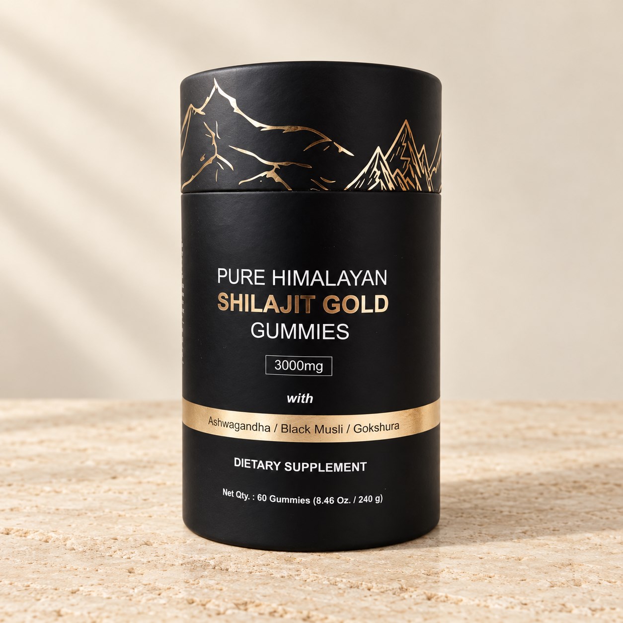 Pot de 60 gummies Shilajit Gold, vue de face